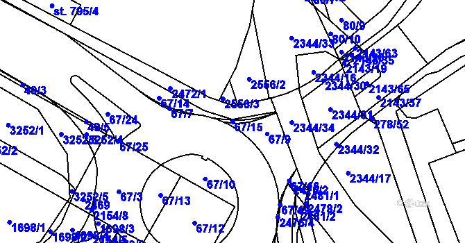 Parcela st. 67/15 v KÚ Litomyšl, Katastrální mapa