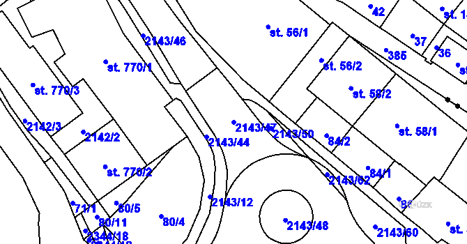 Parcela st. 2143/47 v KÚ Litomyšl, Katastrální mapa