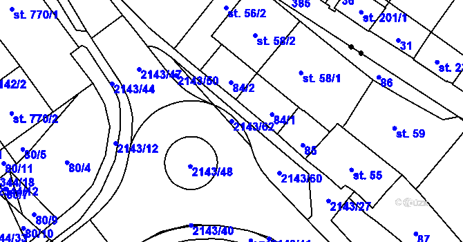 Parcela st. 2143/62 v KÚ Litomyšl, Katastrální mapa