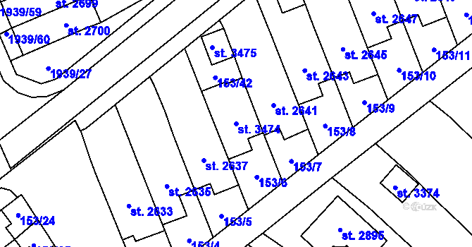 Parcela st. 3474 v KÚ Litomyšl, Katastrální mapa