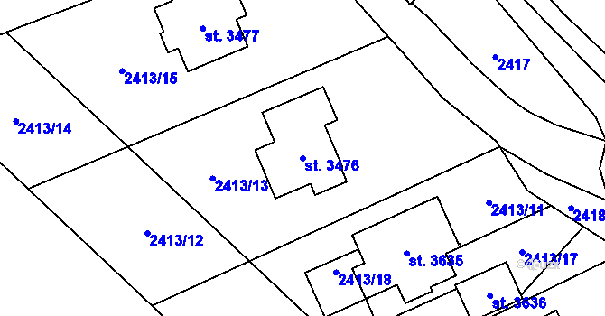 Parcela st. 3476 v KÚ Litomyšl, Katastrální mapa