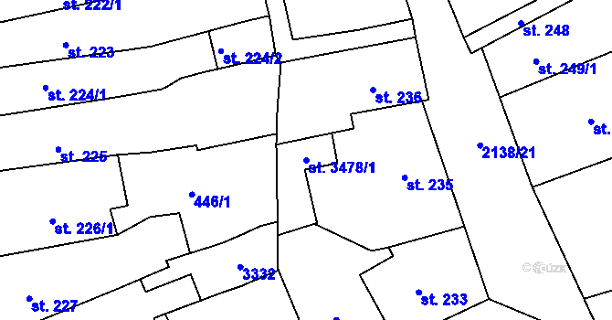 Parcela st. 3478/1 v KÚ Litomyšl, Katastrální mapa