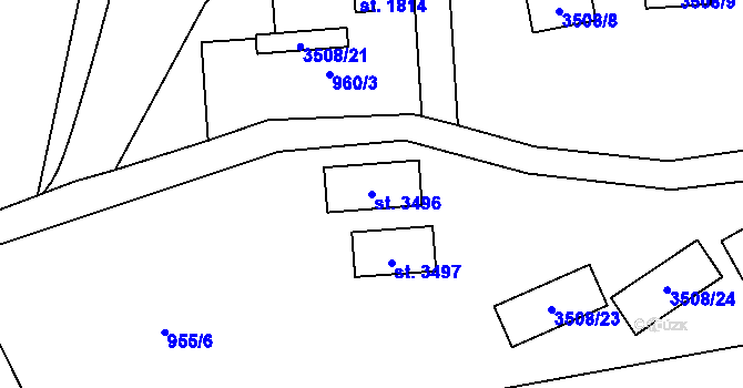 Parcela st. 3496 v KÚ Litomyšl, Katastrální mapa