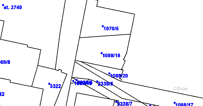 Parcela st. 1088/18 v KÚ Litomyšl, Katastrální mapa