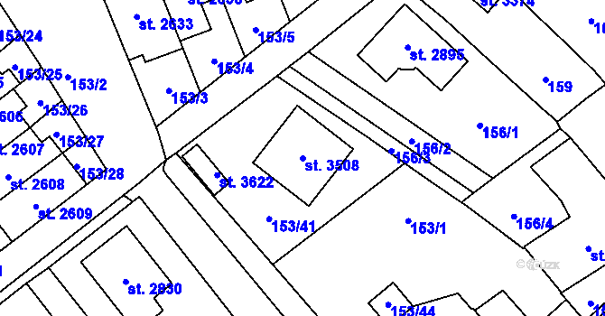 Parcela st. 3508 v KÚ Litomyšl, Katastrální mapa