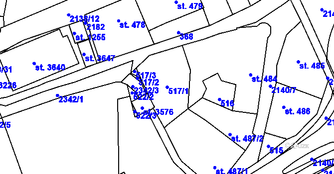 Parcela st. 517/1 v KÚ Litomyšl, Katastrální mapa