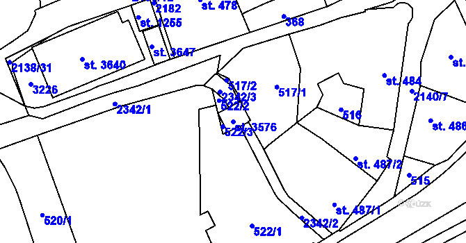 Parcela st. 3576 v KÚ Litomyšl, Katastrální mapa