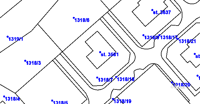Parcela st. 3581 v KÚ Litomyšl, Katastrální mapa