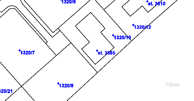 Parcela st. 3585 v KÚ Litomyšl, Katastrální mapa