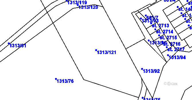 Parcela st. 1313/121 v KÚ Litomyšl, Katastrální mapa