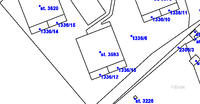Parcela st. 3593 v KÚ Litomyšl, Katastrální mapa