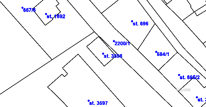 Parcela st. 3598 v KÚ Litomyšl, Katastrální mapa