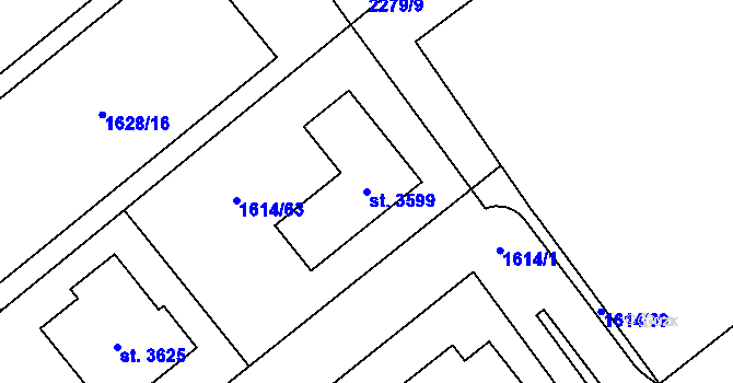 Parcela st. 3599 v KÚ Litomyšl, Katastrální mapa