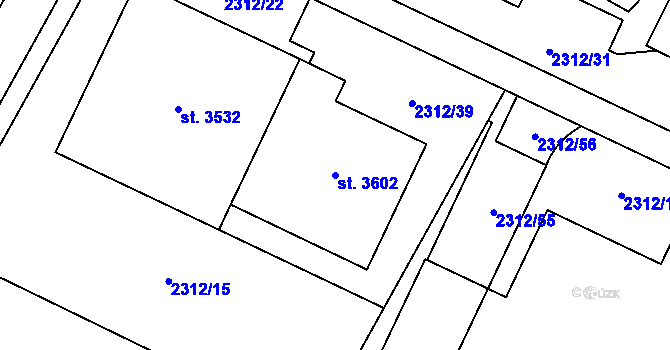 Parcela st. 3602 v KÚ Litomyšl, Katastrální mapa