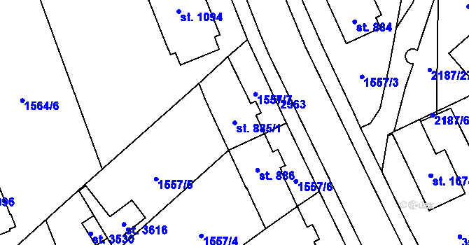 Parcela st. 885/1 v KÚ Litomyšl, Katastrální mapa