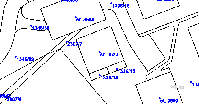 Parcela st. 3620 v KÚ Litomyšl, Katastrální mapa