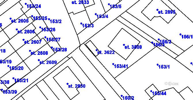 Parcela st. 3622 v KÚ Litomyšl, Katastrální mapa