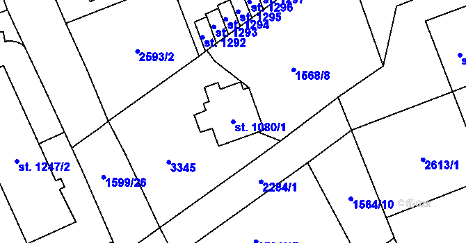 Parcela st. 1080/1 v KÚ Litomyšl, Katastrální mapa