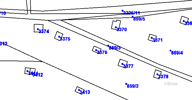 Parcela st. 3376 v KÚ Litomyšl, Katastrální mapa