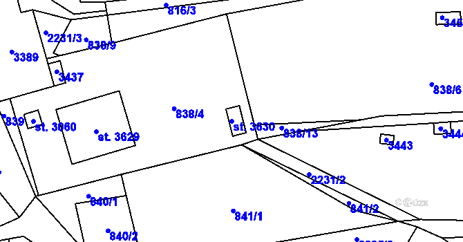 Parcela st. 3630 v KÚ Litomyšl, Katastrální mapa