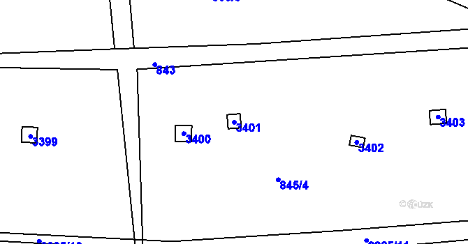 Parcela st. 3401 v KÚ Litomyšl, Katastrální mapa