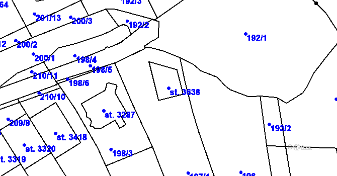 Parcela st. 3638 v KÚ Litomyšl, Katastrální mapa