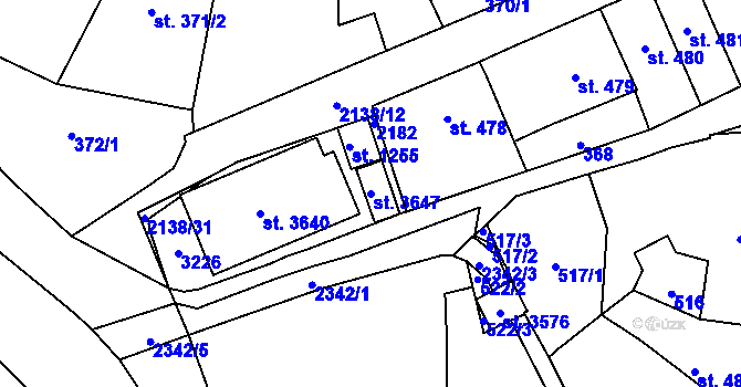 Parcela st. 3647 v KÚ Litomyšl, Katastrální mapa
