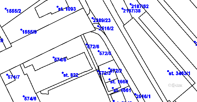 Parcela st. 572/5 v KÚ Litomyšl, Katastrální mapa