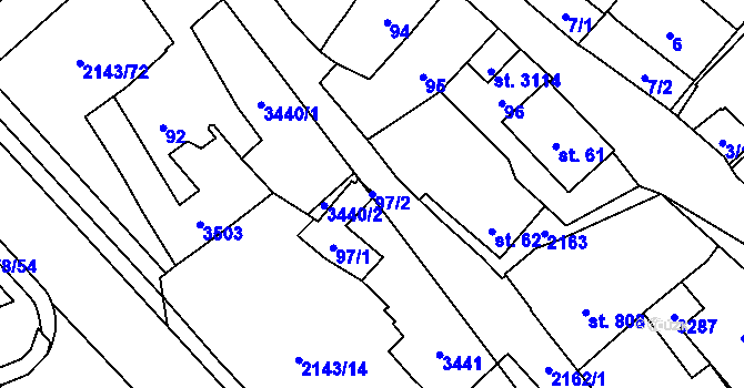 Parcela st. 97/2 v KÚ Litomyšl, Katastrální mapa