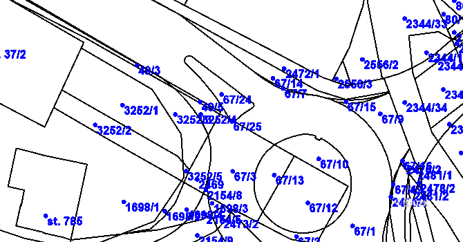 Parcela st. 67/25 v KÚ Litomyšl, Katastrální mapa