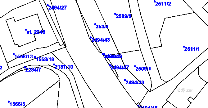 Parcela st. 353/6 v KÚ Litomyšl, Katastrální mapa