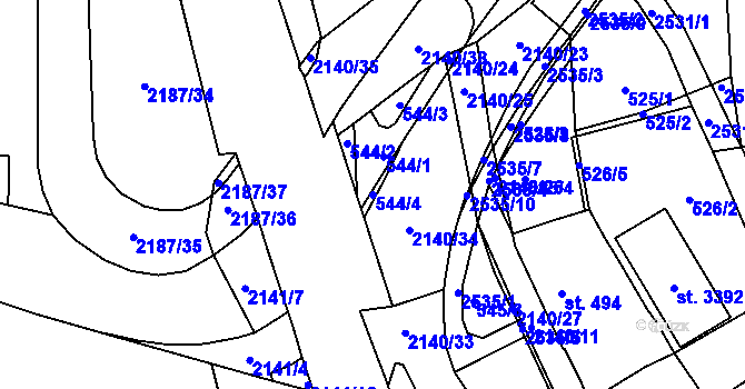 Parcela st. 544/4 v KÚ Litomyšl, Katastrální mapa