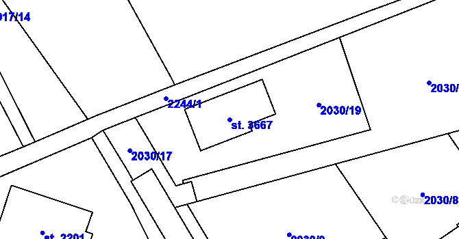 Parcela st. 3667 v KÚ Litomyšl, Katastrální mapa
