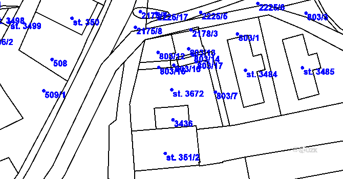 Parcela st. 3672 v KÚ Litomyšl, Katastrální mapa