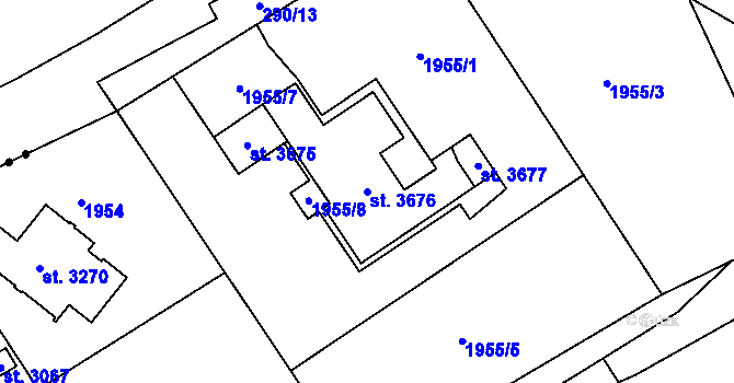 Parcela st. 3676 v KÚ Litomyšl, Katastrální mapa