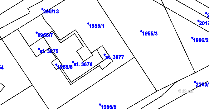 Parcela st. 3677 v KÚ Litomyšl, Katastrální mapa