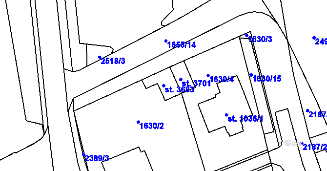 Parcela st. 3683 v KÚ Litomyšl, Katastrální mapa