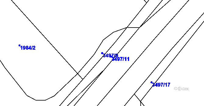 Parcela st. 3497/9 v KÚ Litomyšl, Katastrální mapa
