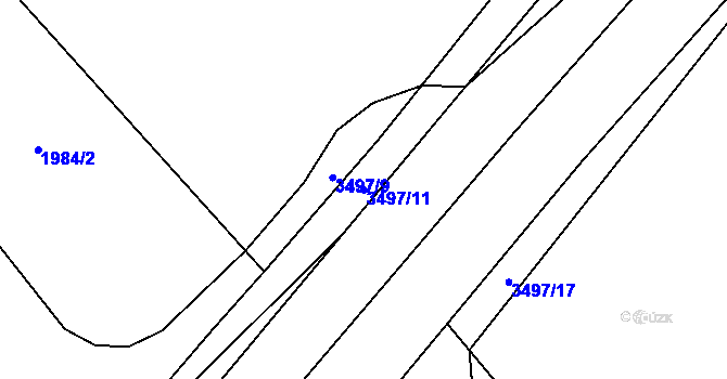 Parcela st. 3497/11 v KÚ Litomyšl, Katastrální mapa