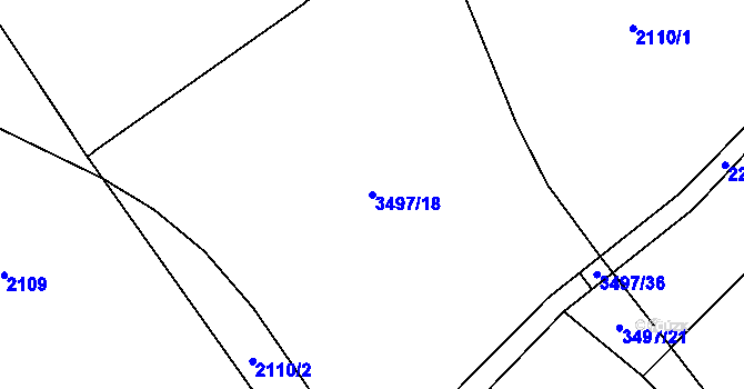Parcela st. 3497/18 v KÚ Litomyšl, Katastrální mapa