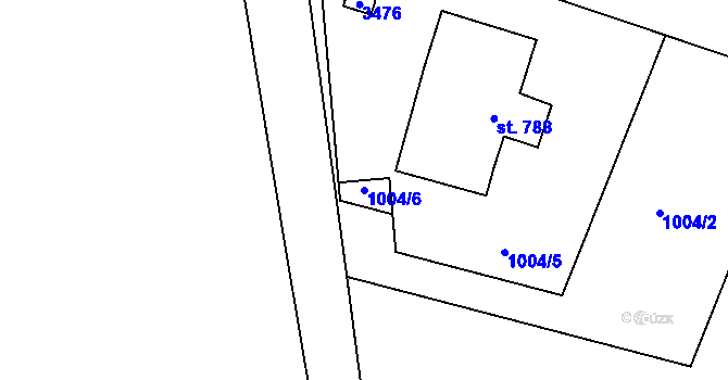 Parcela st. 1004/6 v KÚ Litomyšl, Katastrální mapa