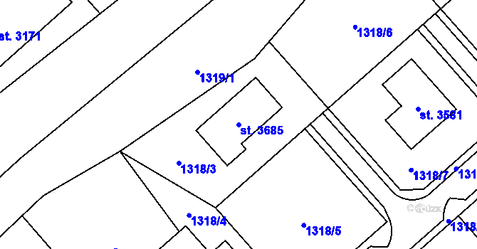 Parcela st. 3685 v KÚ Litomyšl, Katastrální mapa