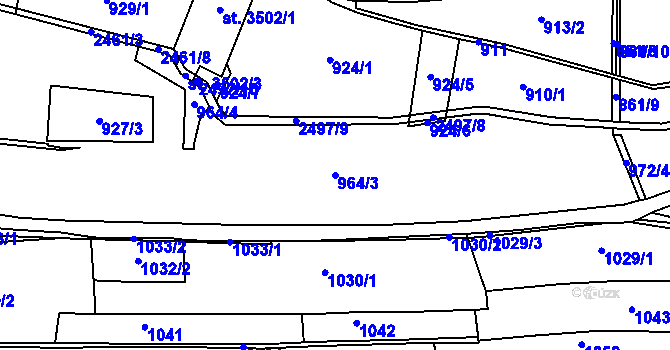 Parcela st. 964/3 v KÚ Litomyšl, Katastrální mapa