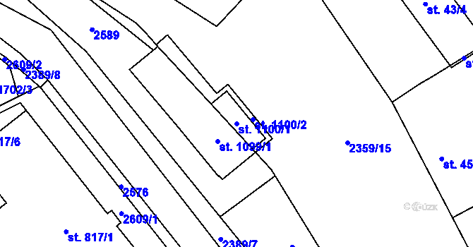 Parcela st. 1100/1 v KÚ Litomyšl, Katastrální mapa