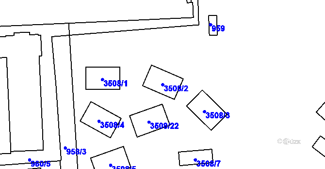 Parcela st. 3508/2 v KÚ Litomyšl, Katastrální mapa
