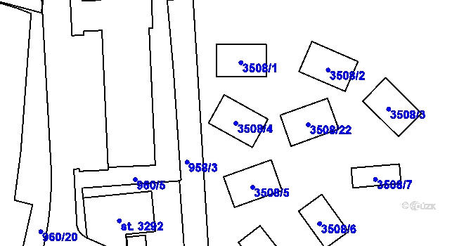 Parcela st. 3508/4 v KÚ Litomyšl, Katastrální mapa