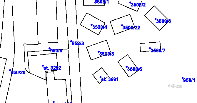 Parcela st. 3508/5 v KÚ Litomyšl, Katastrální mapa