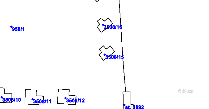Parcela st. 3508/15 v KÚ Litomyšl, Katastrální mapa