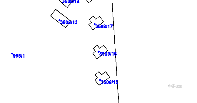 Parcela st. 3508/16 v KÚ Litomyšl, Katastrální mapa
