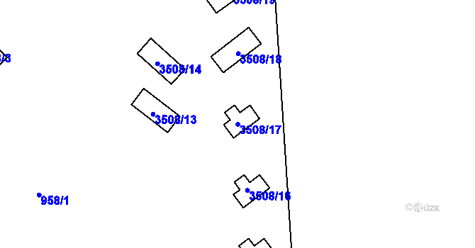 Parcela st. 3508/17 v KÚ Litomyšl, Katastrální mapa